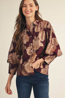 Sheer Metallic Burnout Top