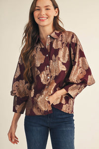 Sheer Metallic Burnout Top