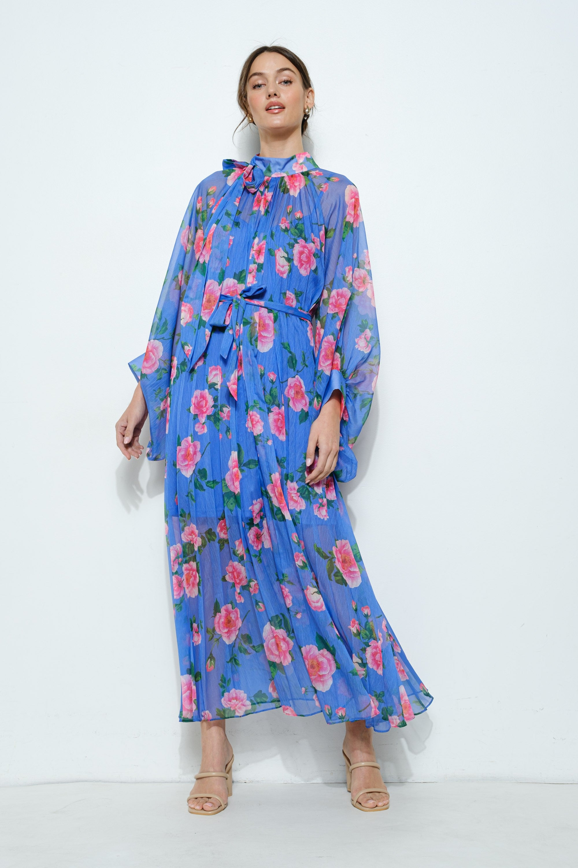 Floral Pleated Maxi Dress