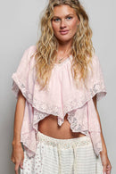 Lace Trim Ruffle Top