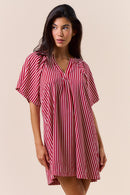Striped Deep V-neck Dress