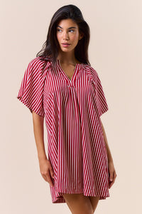 Striped Deep V-neck Dress
