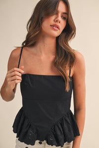 Eyelet Peplum Tank