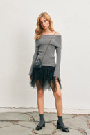 Tulle Asymmetrical Mini Skirt