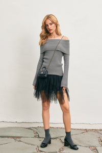 Tulle Asymmetrical Mini Skirt