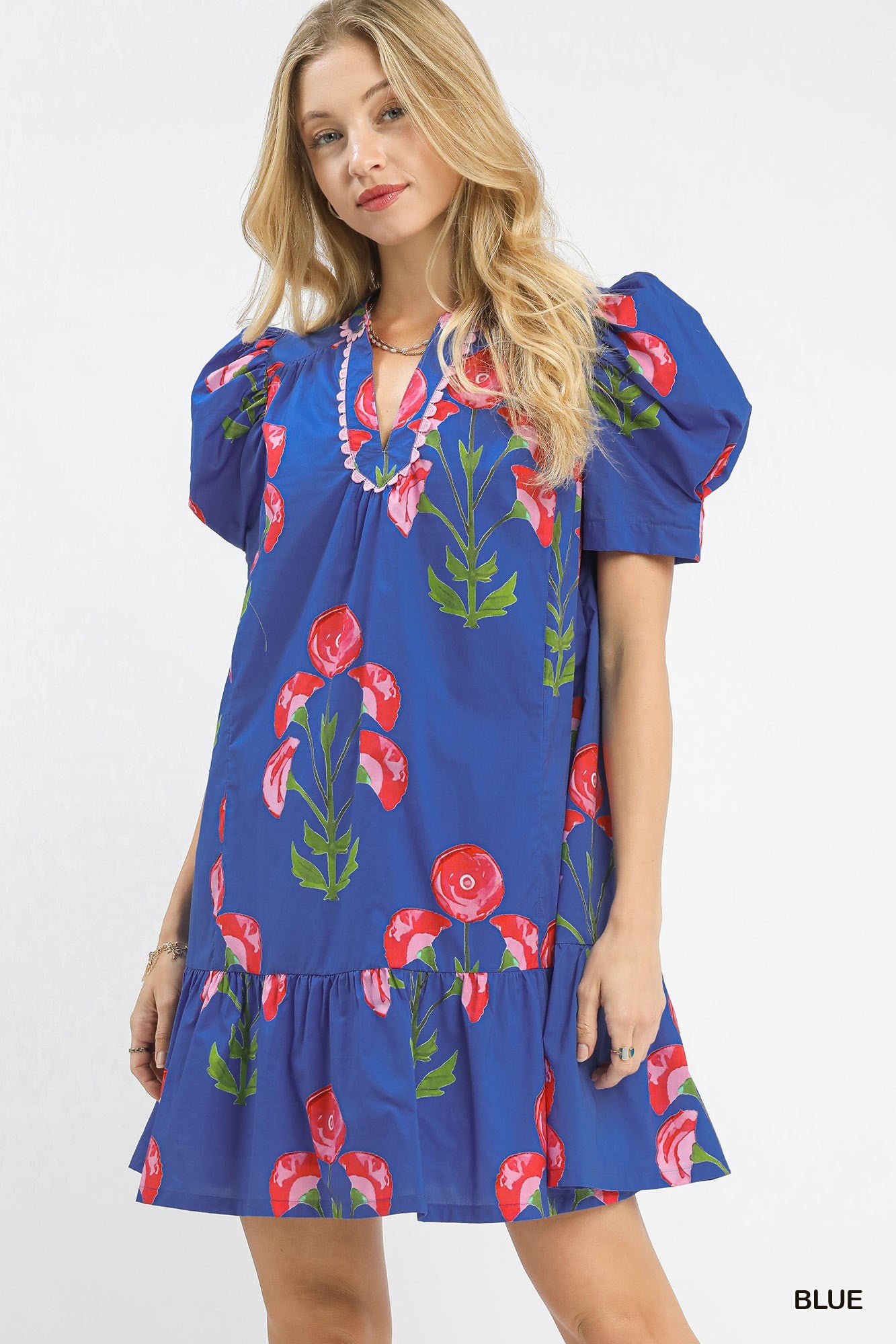 Puff Sleeve Floral Babydoll Dress