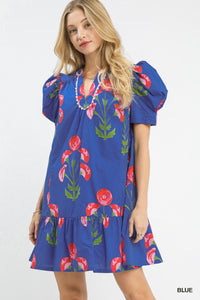Puff Sleeve Floral Babydoll Dress