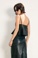 Faux Leather Peplum Top