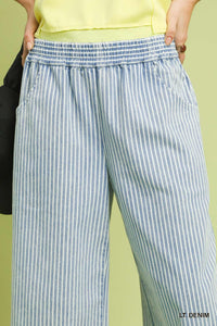 Stone Washed Striped Pants