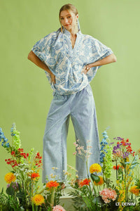 Striped Elastic Waist Pants