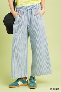 Stone Washed Striped Pants