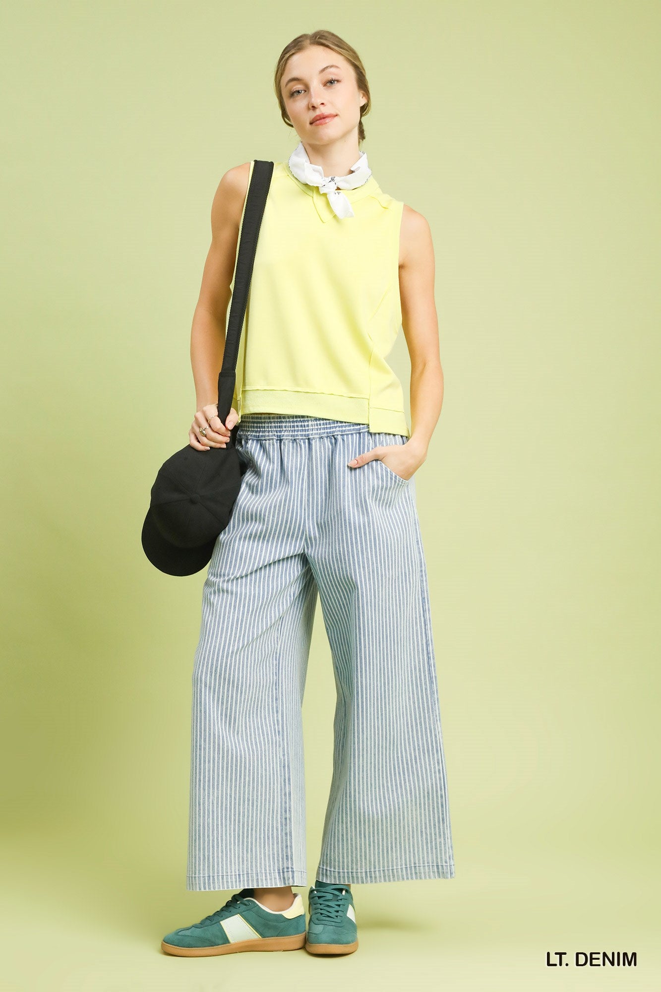 Stone Washed Striped Pants