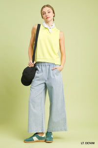 Stone Washed Striped Pants