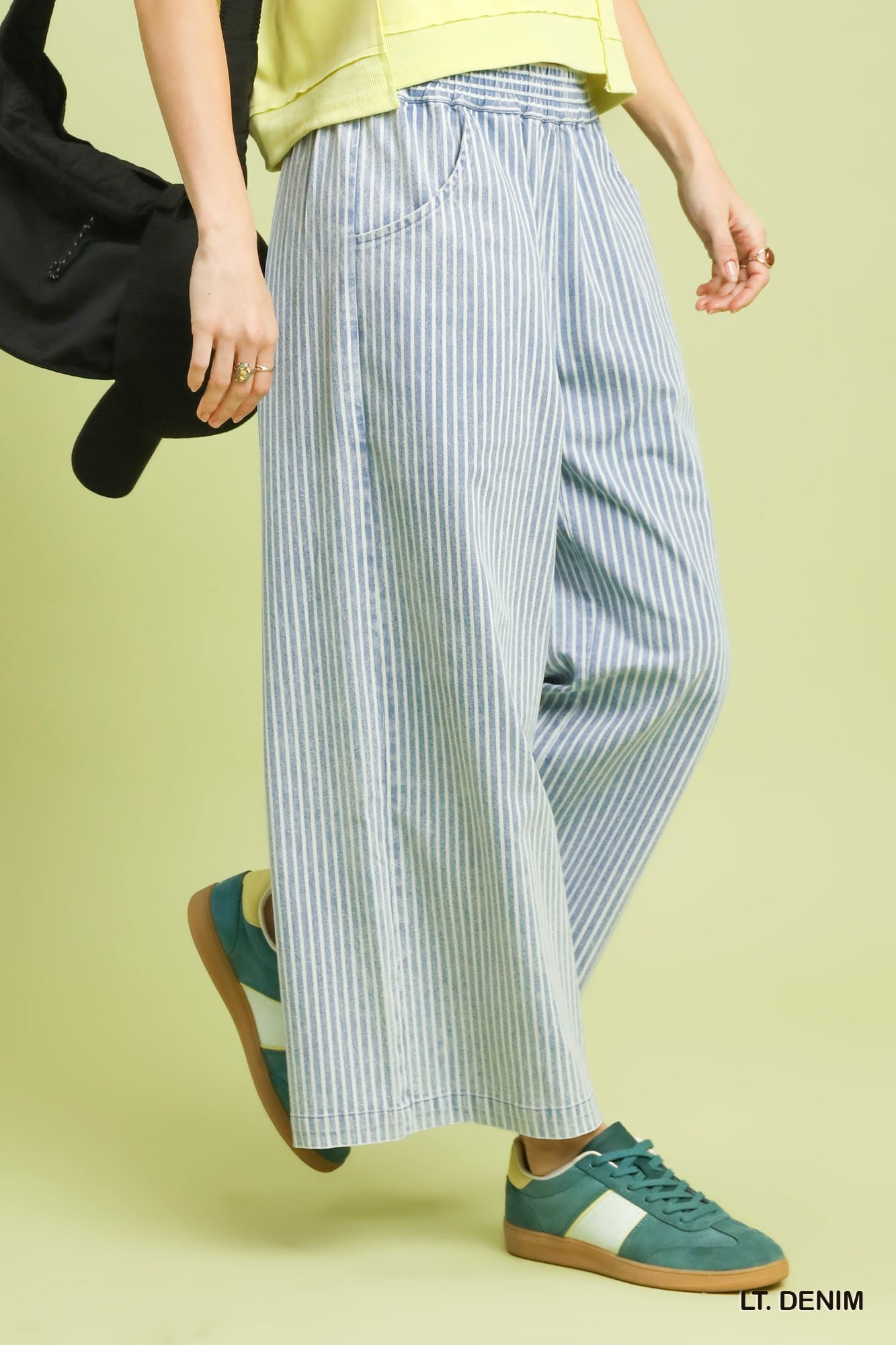 Stone Washed Striped Pants
