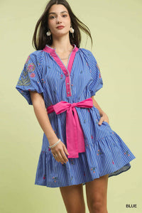 Floral Embroidered Mini Dress