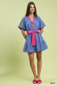 Floral Embroidered Mini Dress