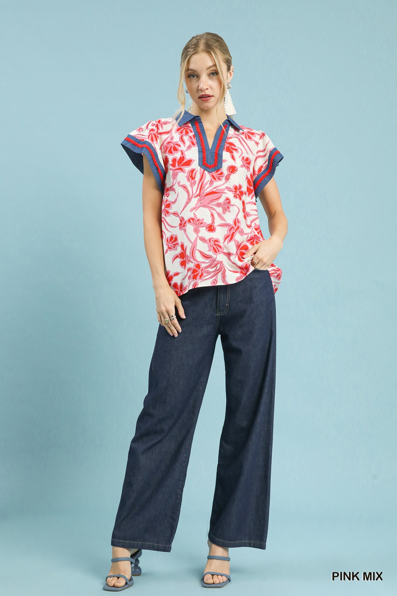 Floral Split Neck Top