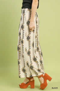 Geometric Print Wide Leg Pants