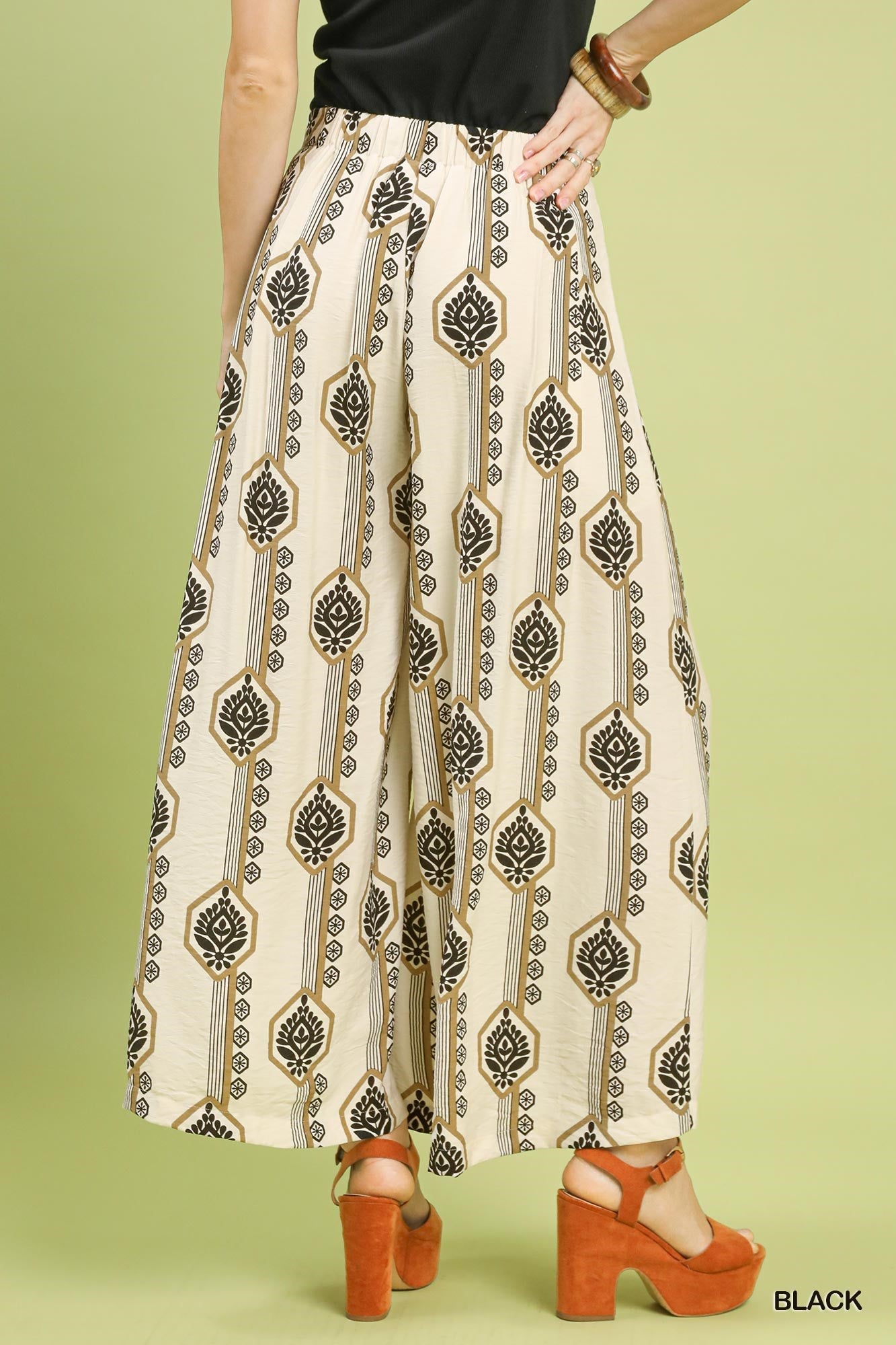 Geometric Print Wide Leg Pants