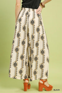 Geometric Print Wide Leg Pants