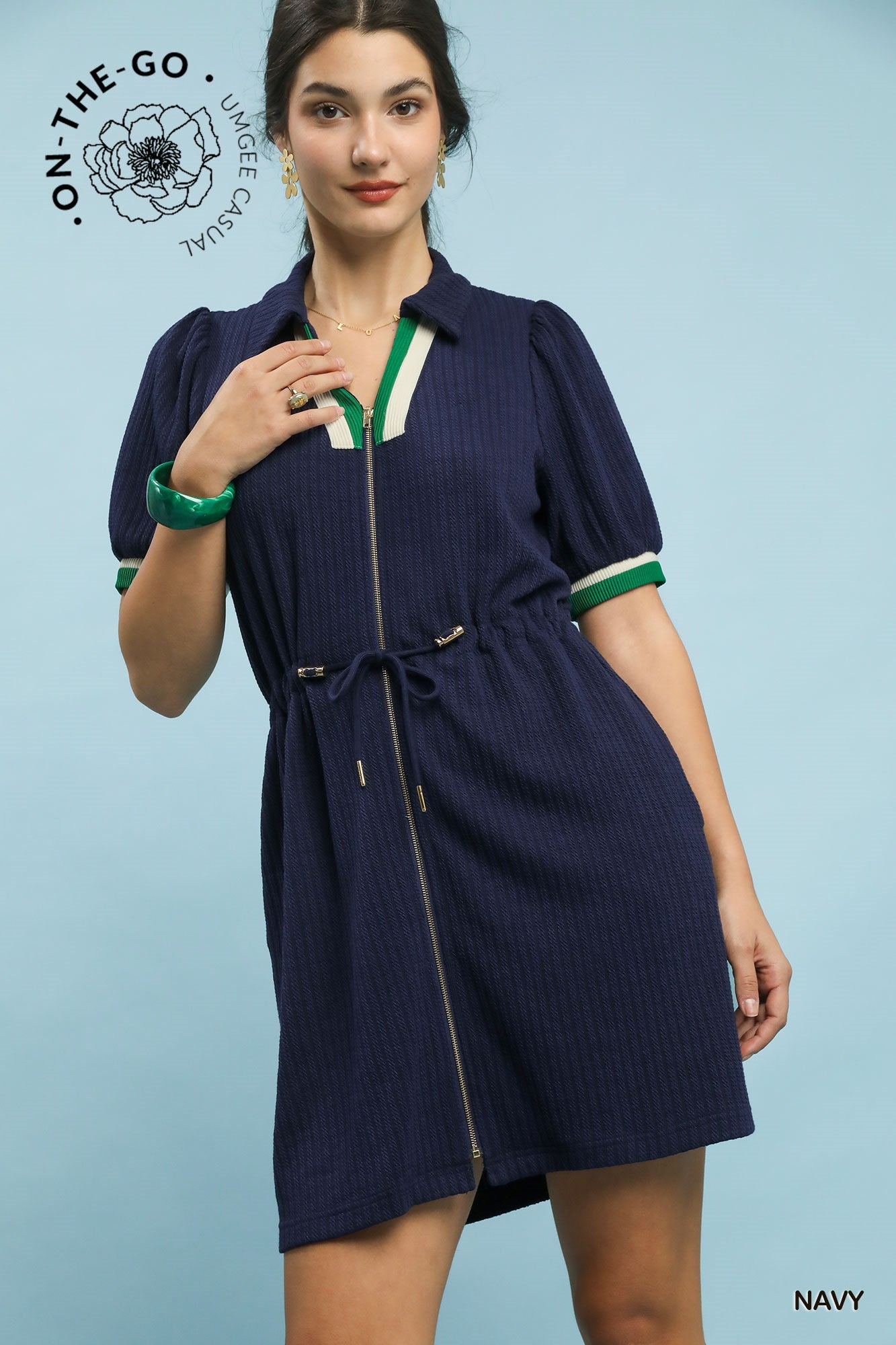 Zip-Up Ribbed Mini Dress