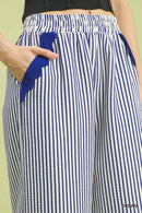 Scalloped Hem Striped Pants