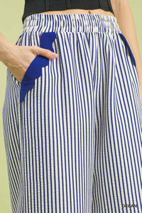 Scalloped Hem Striped Pants