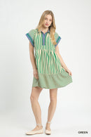 Striped Contrast Collar Dress
