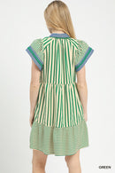 Striped Contrast Collar Dress