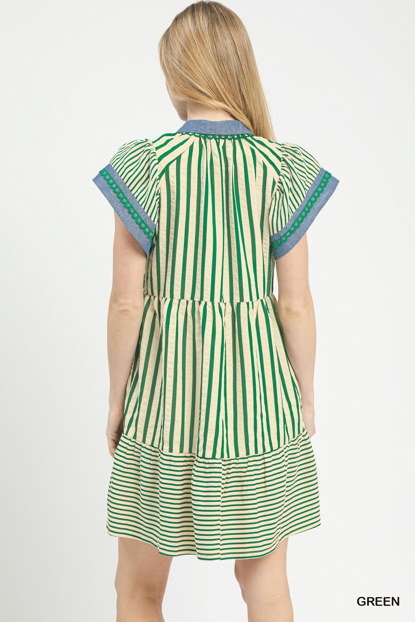 Striped Contrast Collar Dress