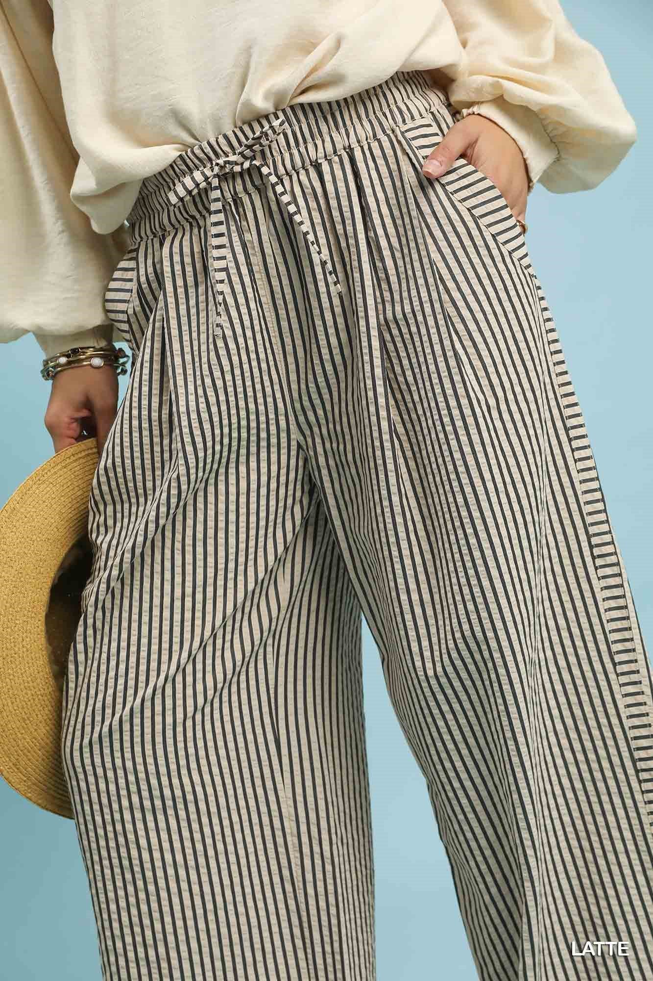Striped Wide-Leg Pants