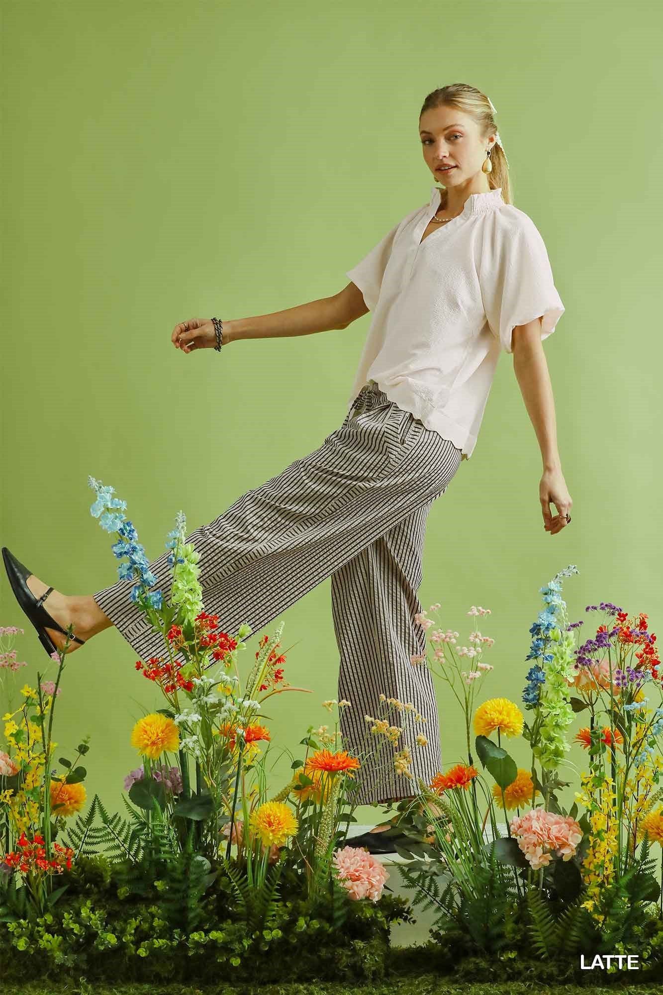 Striped Wide-Leg Pants