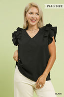 Black Flutter Sleeve Top
