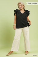 Black Flutter Sleeve Top