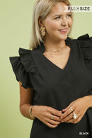 Black Flutter Sleeve Top