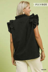 Black Flutter Sleeve Top