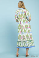 Boho Border Print Midi Dress