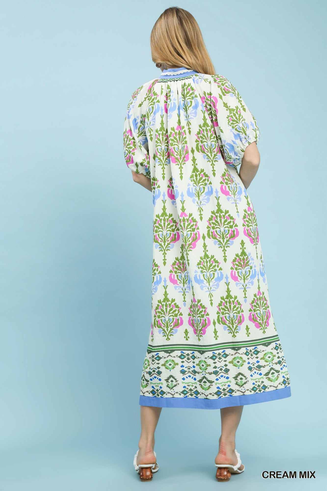 Boho Border Print Midi Dress