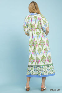 Boho Border Print Midi Dress