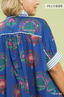 Abstract Button-Up Blouse