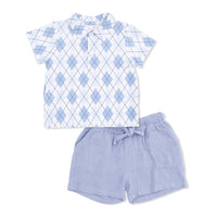 Blue Argyle Polo Set