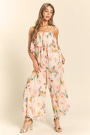 Plisse Floral Jumpsuit