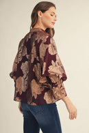 Sheer Metallic Burnout Top
