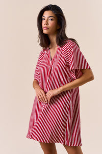 Striped Deep V-neck Dress