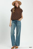 Velvet Mock Neck Blouse