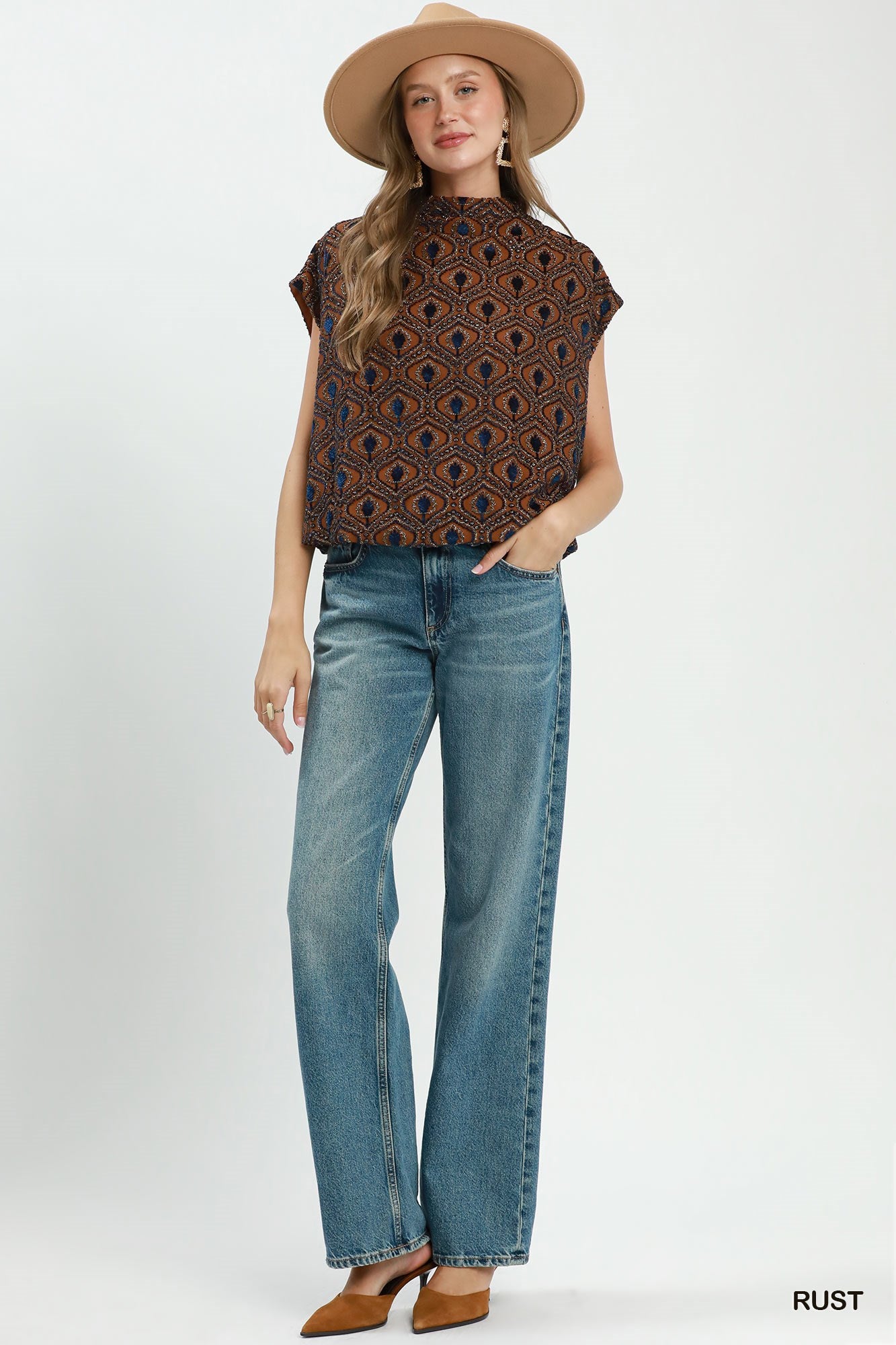 Velvet Mock Neck Blouse