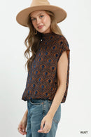 Velvet Mock Neck Blouse