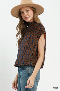 Velvet Mock Neck Blouse