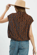 Velvet Mock Neck Blouse