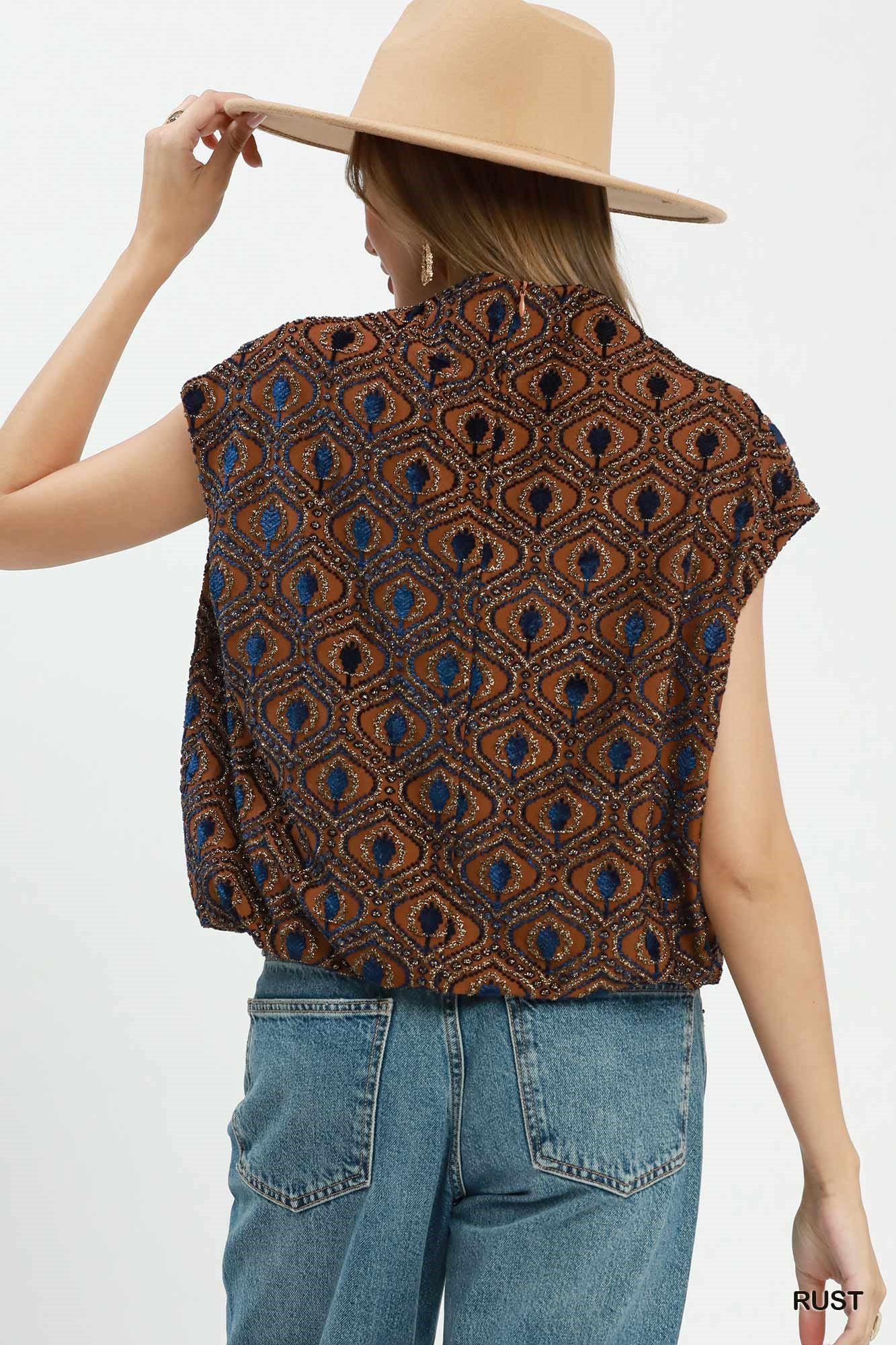 Velvet Mock Neck Blouse